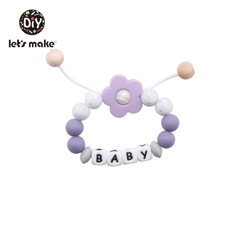 type B purple Давайте сделаем розовый браслет деревянный Прорезыватель для зубов кольцо детская погремушка игрушки пищевого силикона прорезыватель DIY Бисер для браслетов, детских прорезывателей - Цвет: type B purple