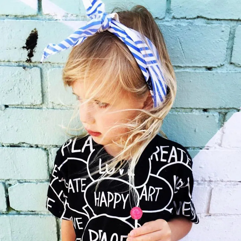 Детская одежда с короткими рукавами принтом в виде букв для малышей маленьких