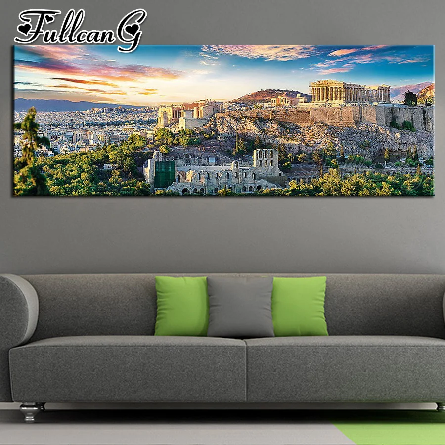 

Полноразмерная Алмазная картина FULLCANG 5d «сделай сам», квадратная/круглая алмазная живопись акрополис, большая вышивка, мозаика, Декоративны...