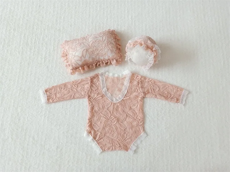 

Newborn Photography Props Baby Girl Lace Romper Infant Photo Shoot Clothes White Black V Cut Romper
