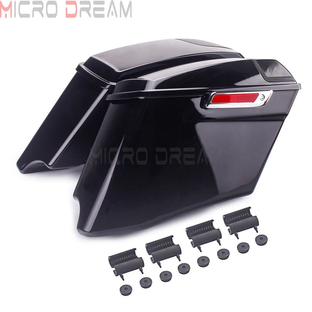 

Custom 4" Stretched ABS Extended Dual Saddlebags CVO Style Side Box Saddle Bags for Harley Touring Street Glide Road King 14-20