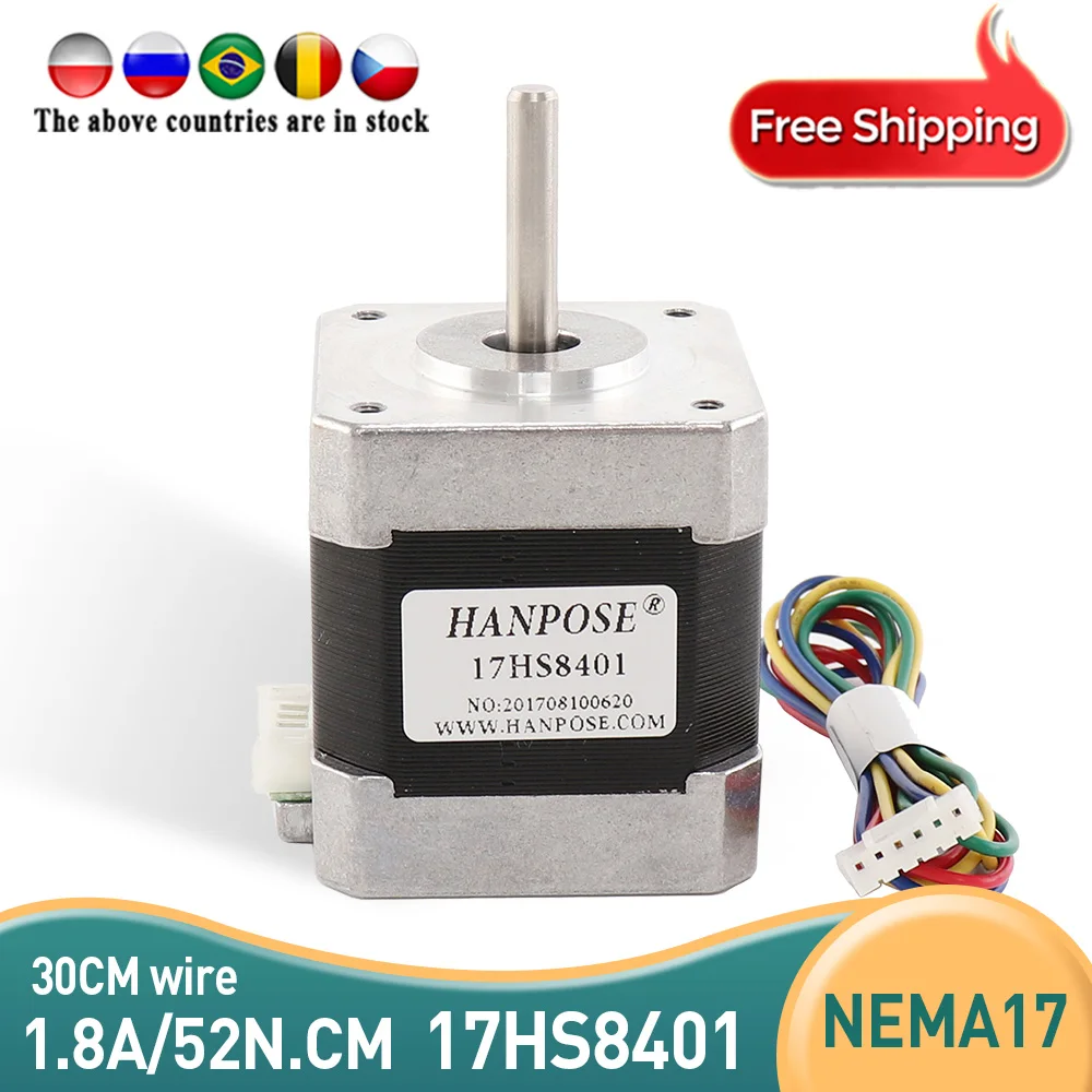 

Free Shipping 1PCS 2 Phase 4-lead Nema17 Stepper Motor 1.8 Degree 17HS8401 1.8A 52N.CM 42BYGH48 CNC Laser Engraver 3D Printer