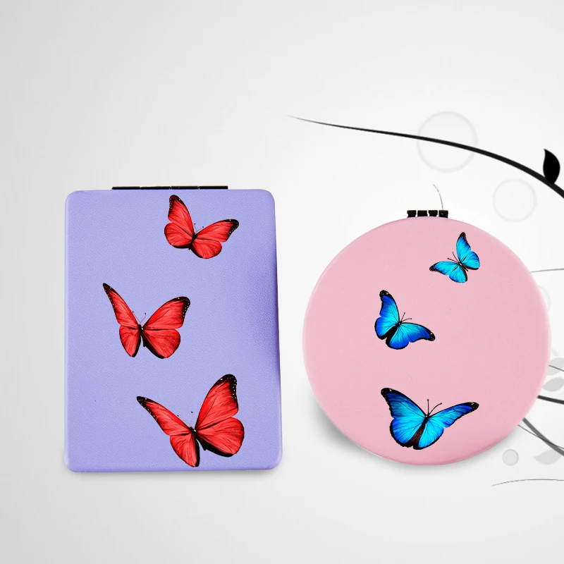 Портативное складное косметическое зеркало с бабочкой компактное карманное