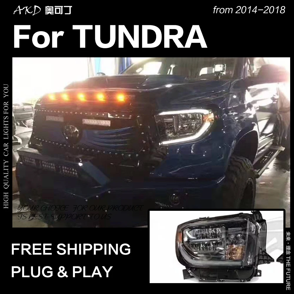 AKD автостайлинг для Toyota Tundra фары 2014 2018 светодиодные DRL дальний ближний свет