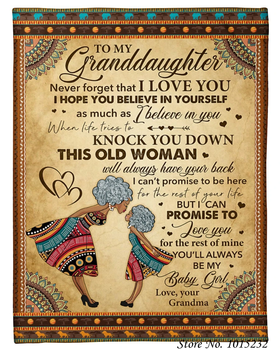 

Letter To My Granddaughter 3D Printed Fleece Sherpa Blanket Home Bedroom Decor Custom Flannel Blankets for Kids Quilts 124