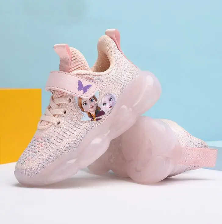 Disney Girls Sneakers New Autumn Frozen Cute Princess Elsa Kids Sport Shoes For Baby Boy Cartoon Running | Детская одежда и обувь