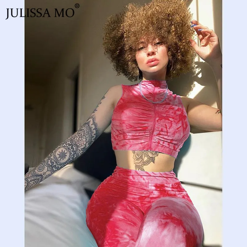 Женский спортивный костюм JULISSA MO из двух предметов короткий топ на молнии и