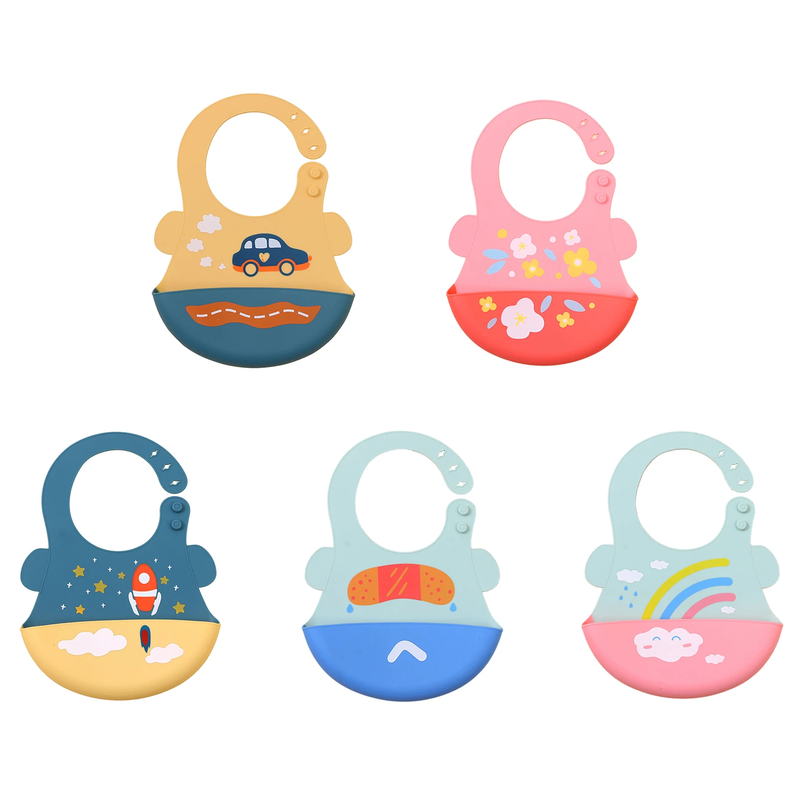 

Baby Bib Waterproof Super Soft Fashionable Silicone Safe Adjustable Saliva Pocket Newborn Feeding Cloth For Toddle Boys Girls