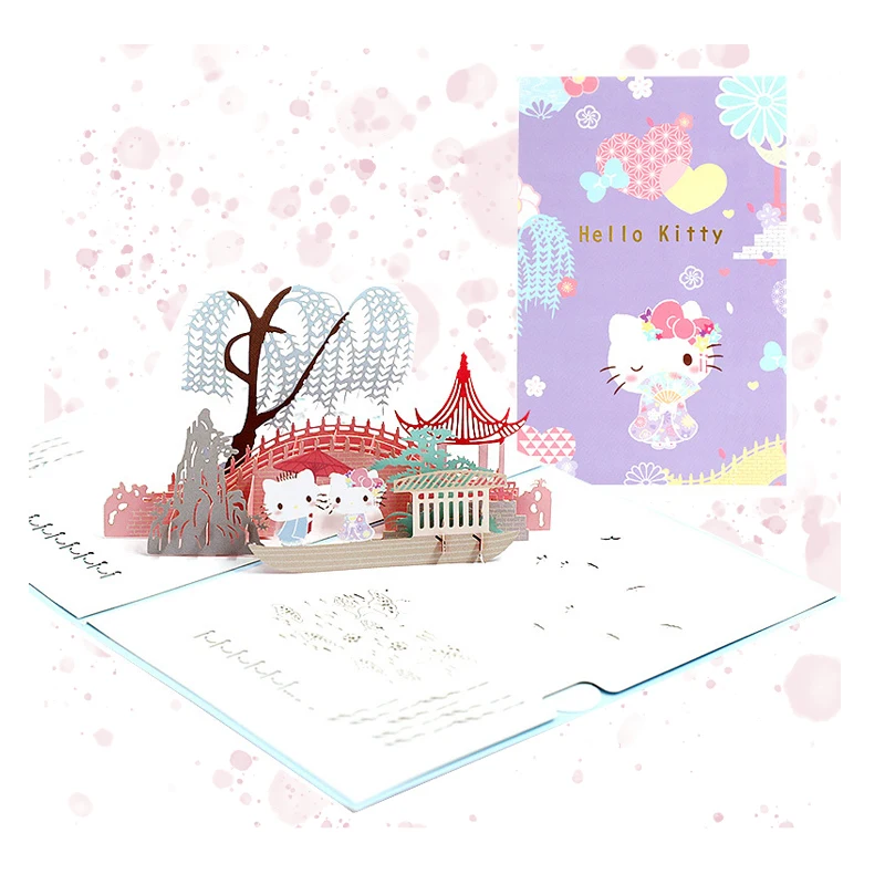 

Новинка Kawaii бумажная скульптура в японском стиле архитектурный узор поздравительная открытка My Melody Аниме фигурки пожелания поздравительн...