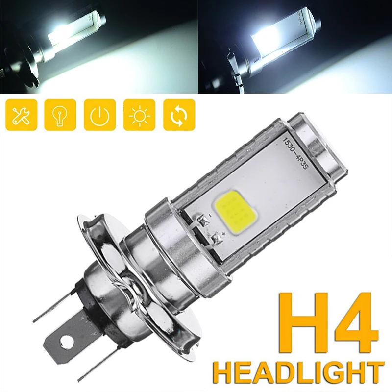 Лампочка H4 для мотоцикла скутера 1 шт. белая фара 3030 6500K светодиодная лампа