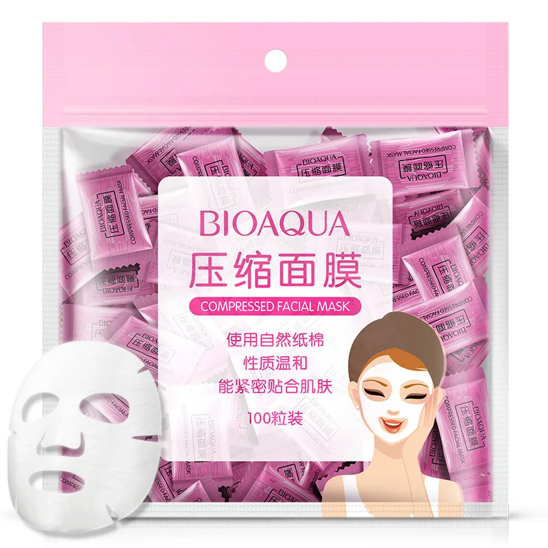 

Bioaqua 50Pcs Compression Compressed Face Masks Whitening Anti Aging Shrink Pore Wrapped Brighten Facial Mask Skin Care