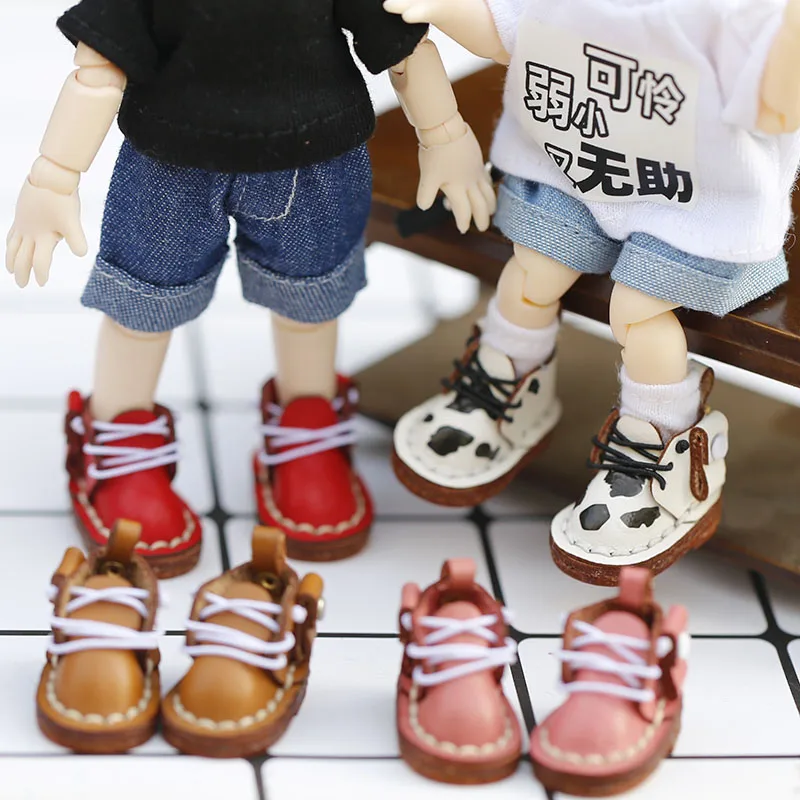 

Ob11 baby shoes low heel cowhide boots handmade shoes versatile baby clothes YMY GSC plain body 1/12 BJD Body9 doll shoes
