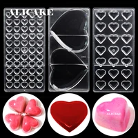 3d polycarbonate chocolate bar mold tools tray confectionery mold valentines day form mould cake heart for baking pastry tools