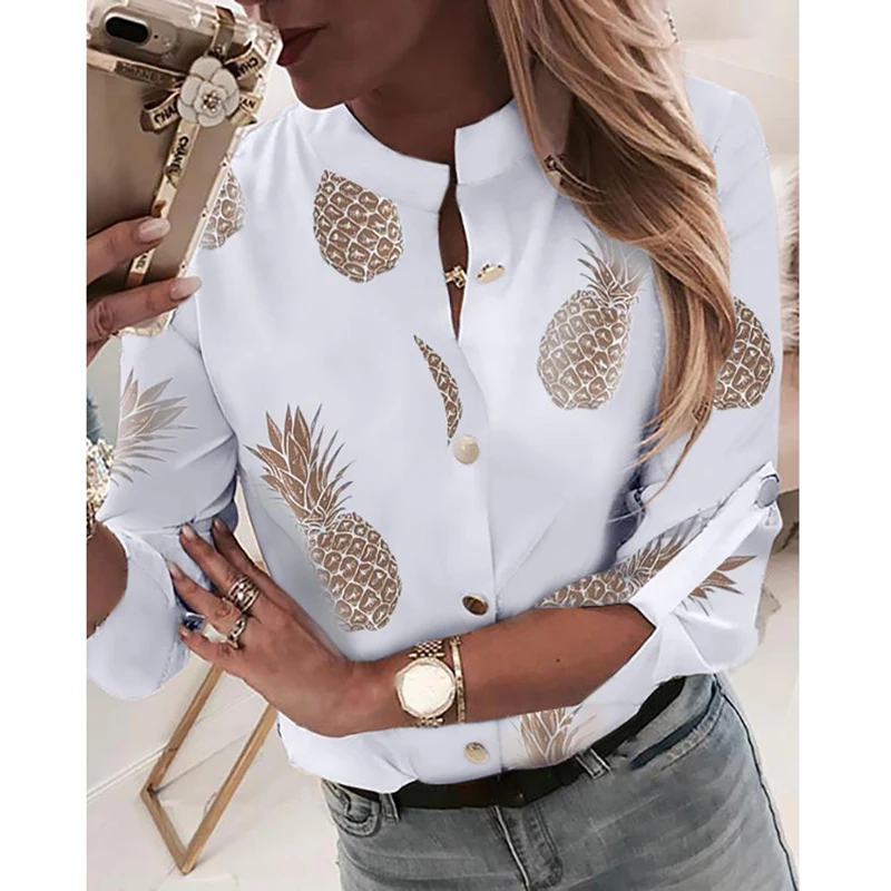 Женские топы и блузки ELSVIOS осенние Рубашки с длинным рукавом v-образным вырезом