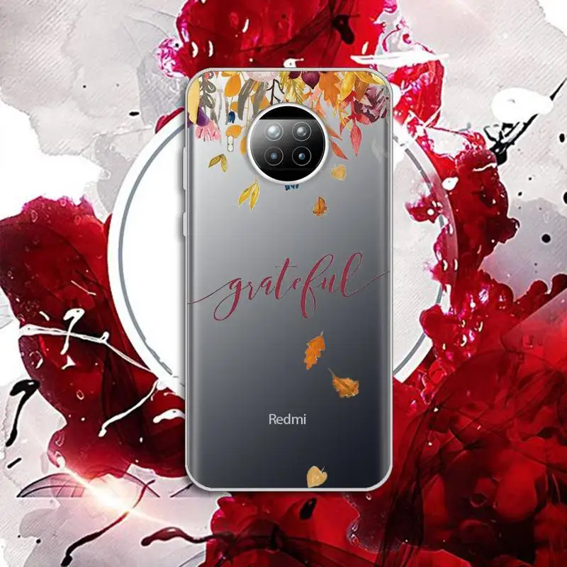 

Fallen leaves Pumpkin happy fall Phone Case Transparent for Xiaomi Redmi note 10 t 8 9 pro lite 11