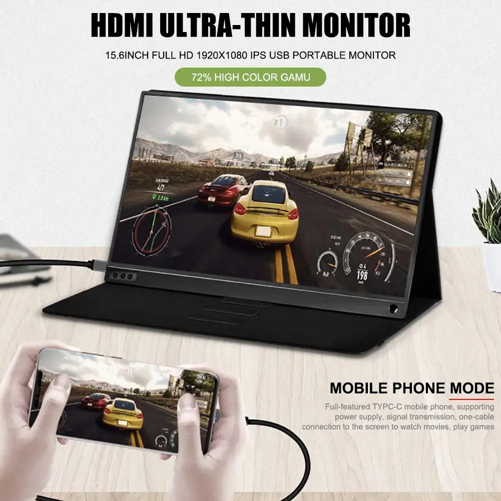 

2021 NEW 15.6 Inch Full HD 1920x1080 IPS USB Portable Monitor Large Screen HDMI Ultra-Thin Monitor Laptop Computer Accessories