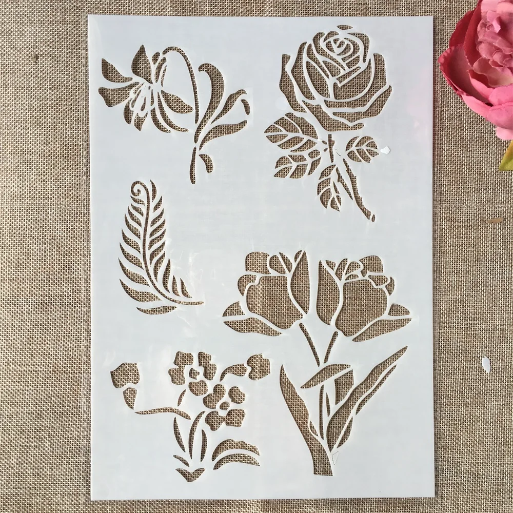 Трафареты A4 для рисования розы и цветов 29 см|Трафареты| |