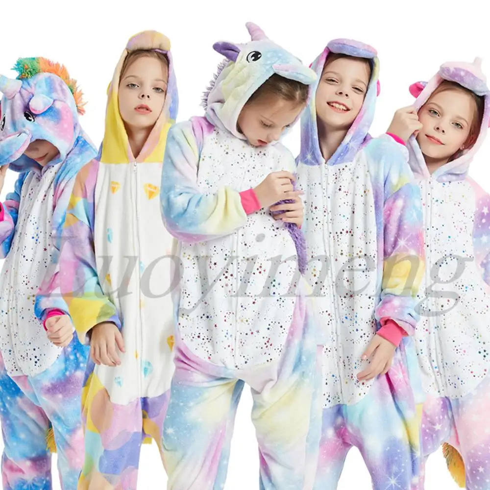 Детские пижамы кигуруми Ститч комбинезон Единорог для детей мультяшное одеяло