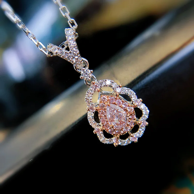 

S925 Sterling Silver Real Necklace 100% Natural Pink Topaz Pendant for Women Silver 925 Jewelry Bizuteria Wedding Pendant Female