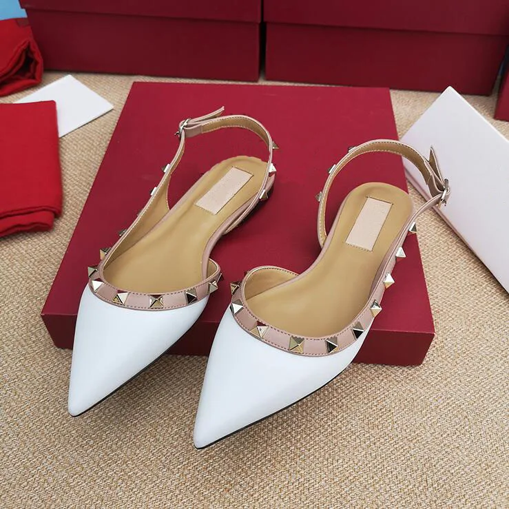 2019 35-43 genuine leather stud flat shoes luxury designer fashion women classic bloggers Double straps sandals |
