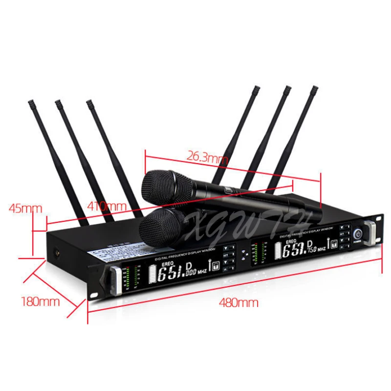 구매 XGWTH UR4D Beta87 듀얼 채널 디지털 무선 마이크 수신기 시스템 디지털 UHF 진정한 다양성 핸드 헬드 헤드셋 마이크