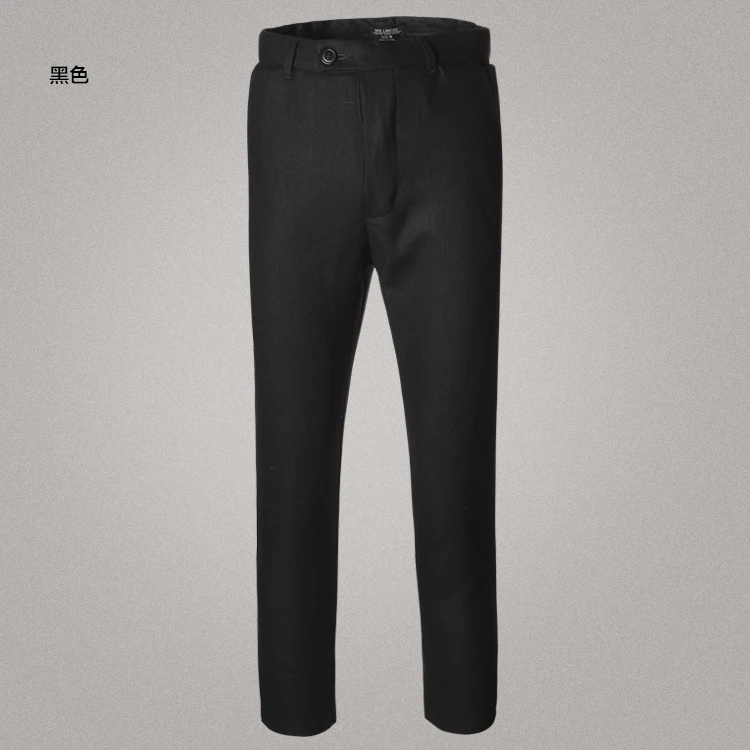 Осень-зима модные шерстяные высокое качество Для мужчин брюки Марка Прямые