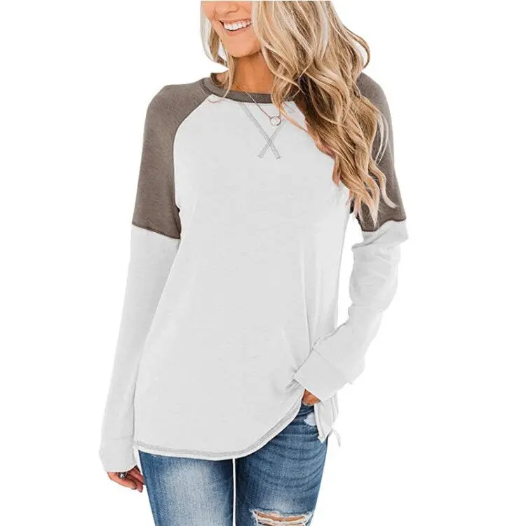 Размера плюс из кусков женский футболка с длинными рукавами и 2XL Свободная