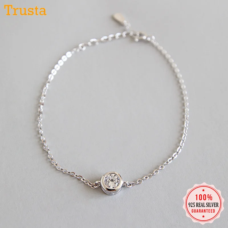 Trustdavis, Настоящее серебро 925 пробы, Модные женские ювелирные изделия, Круглый CZ браслет 15 см для женщин, девушек, леди, подарок DA122