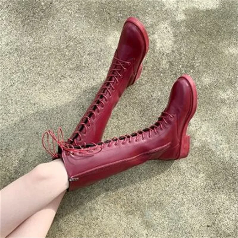 Осенне зимние стильные сапоги до колена женская обувь на высоком каблуке женские