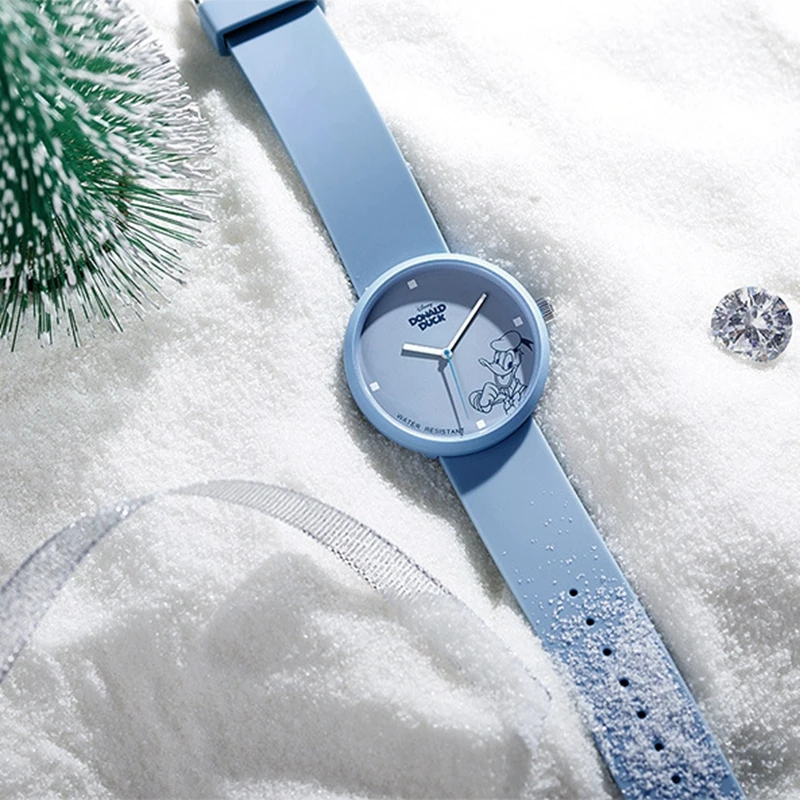 Часы наручные Disney женские кварцевые повседневные с мультяшным принтом Дональд