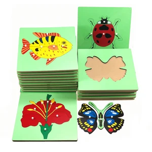 Детские игрушки материалы по методике Монтессори, ботаника, зуологические пазлы, пластиковая доска с зубцами, деревянная панель, раннее Дошкольное обучение