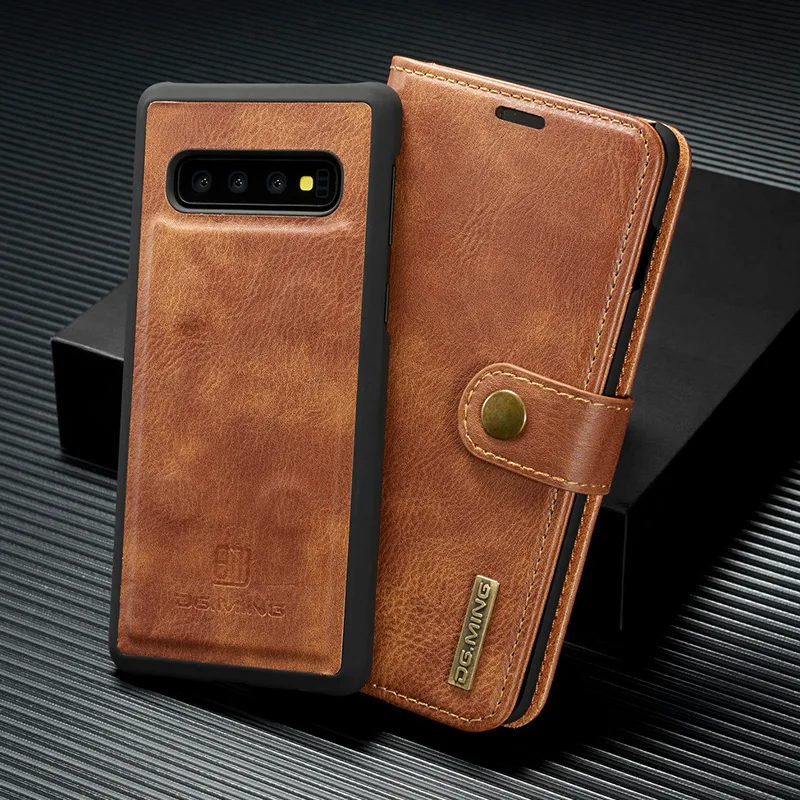 Съемный чехол кошелек из натуральной кожи в стиле ретро для Galaxy S9 S10 Plus Samsung Note20 10