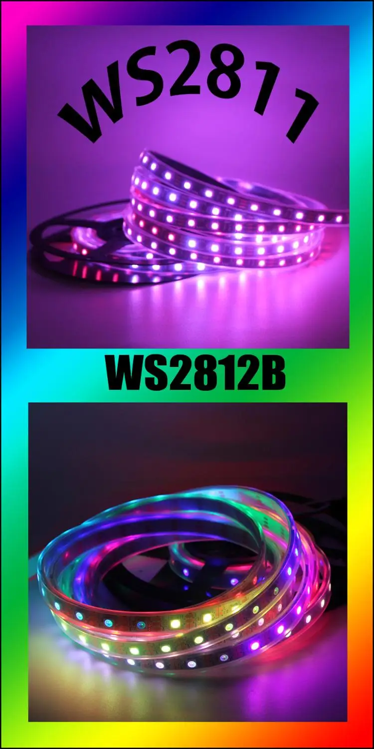WS2812B WS2811 Светодиодная лента индивидуально Адресуемая умная RGB черный/белый PCB