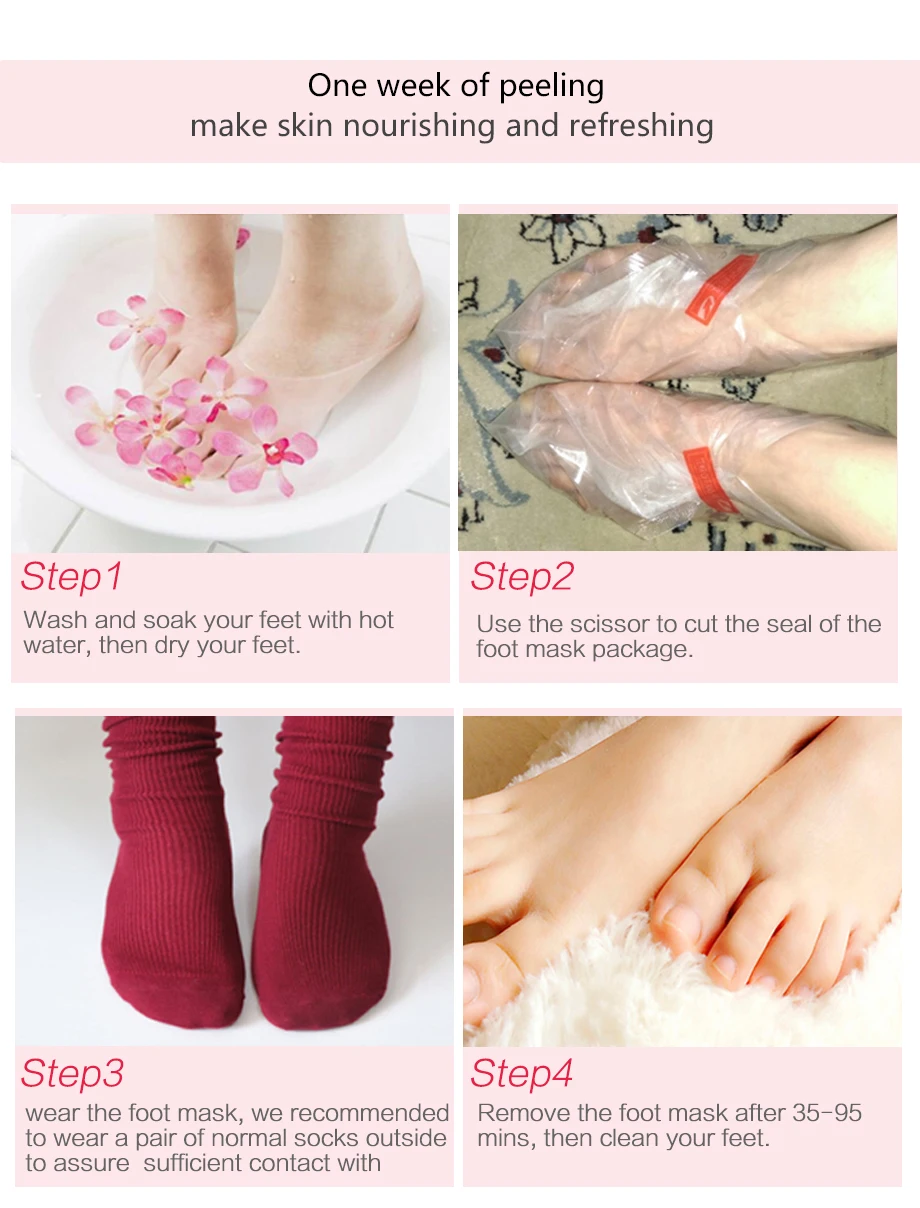 

8pack Peeling Feet Mask Remove Dead Skin Foot Skin Smooth Socks for Pedicure Foot Cream Foot Care Exfoliating Foot Mask for Legs