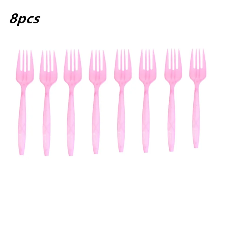 8pcs forks LISM Llama вечерние Llama Альпака бумажные тарелки салфетки для стаканчиков одноразовая соломка поставки животных с днем рождения украшения для детей - Цвет: 8pcs forks