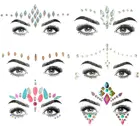 Украшения для лица для музыкального фестиваля, стразы, драгоценные камни для лица, Блестящие кристаллы, наклейки для лица на день рождения, вечеринку, фестиваль, татуировки для глаз и тела