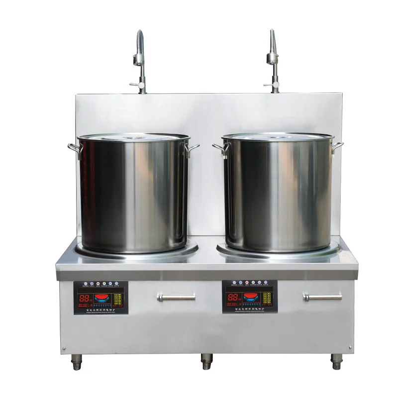 

Коммерческий суп Ctove двойной головкой 15KW электромагнитный 8-Скорость Контроль температуры индукции Плита Кухня плита для жарки фляга