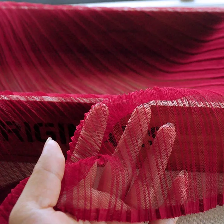 2 м/лот модная сетчатая плиссированная газовая кружевная ткань прозрачная