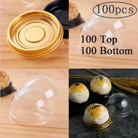 100pcs round plastic moon cake box packaging egg yolk puff container transparent mooncake dome boxes baking packing box party