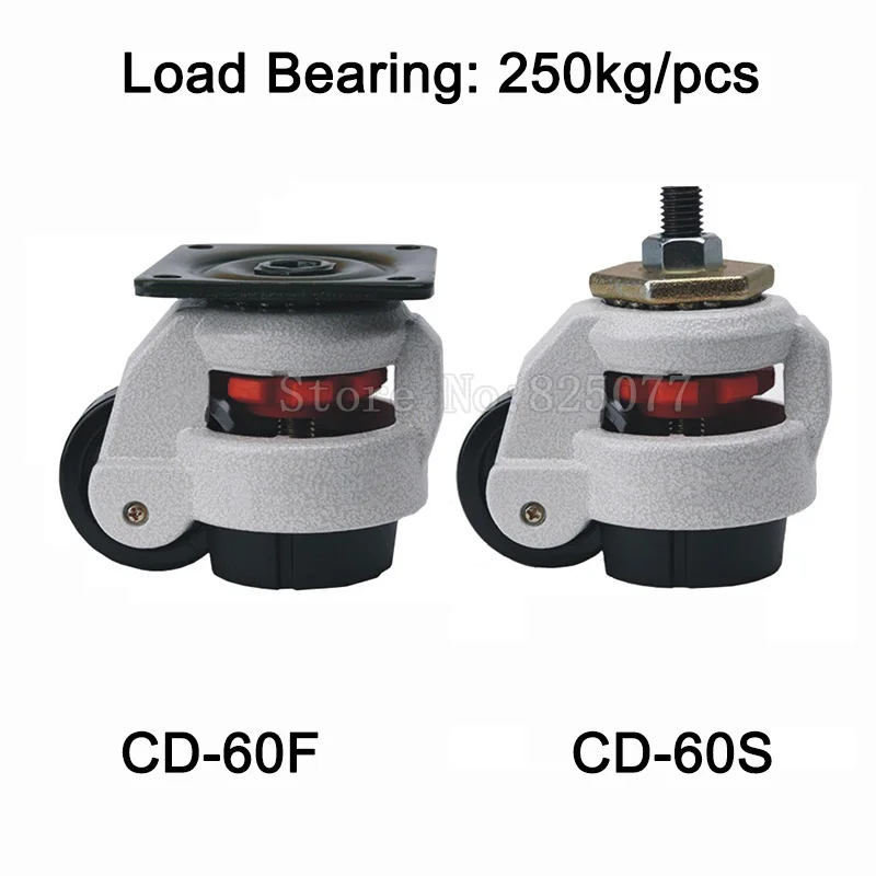 

8PCS CD-60F/CD-60S LOAD 250KG/PCS, Level Adjustment Wheel/Casters,Flat Support, For Big Equipment,Lndustrial Casters FJ1515