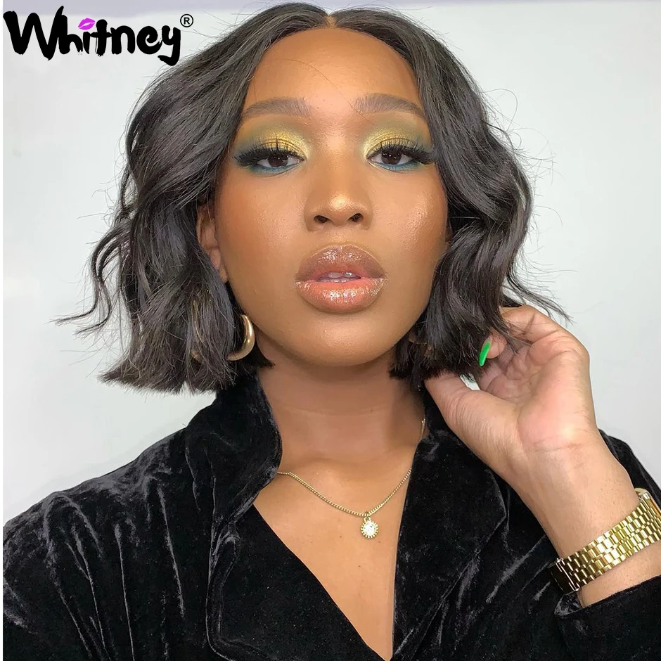 Объемная волна короткий боб парики из натуральных волос на кружевной для Для