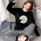 Зимняя Пижама 2021, Женская Корейская Пижама, милый мультяшный фланелевый пижамный комплект, бархатная теплая Пижама с круглым вырезом, Женская домашняя одежда