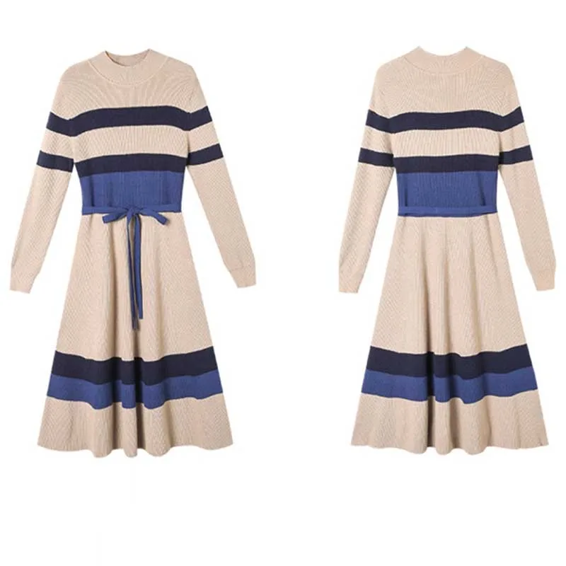 

2020 Designer Women'S Sweater Dress Korean One-Piece Ladies Slim Knit Sweater Dresses Winter Women Long Sleeves Dress Midi Dress