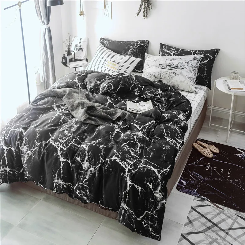 

100% cotton bed linen Queen King linens for home bedding set bed cover nordic Marbled duvet cover set Quilt Cover Pillow case