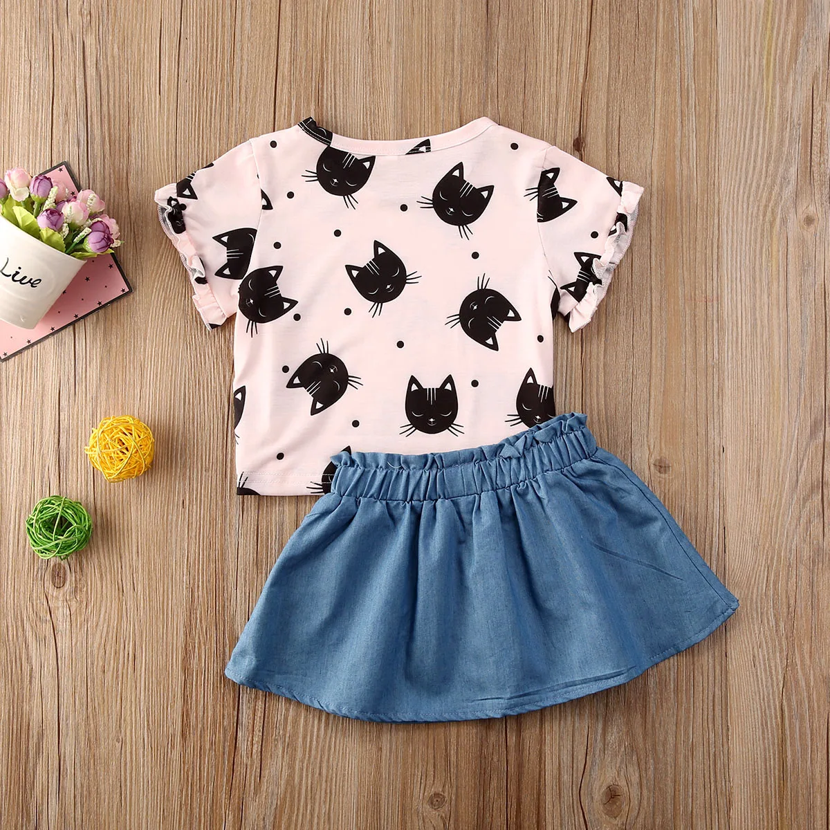 2020 Детская летняя одежда милая Женская топ с коротким рукавом и принтом