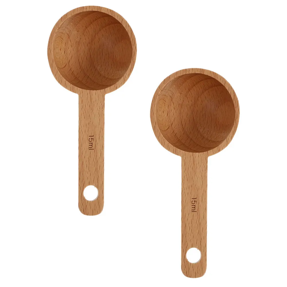 

2Pcs Wooden Measuring Coffee Scoops Coffee Bean Powder Measuring Spoons