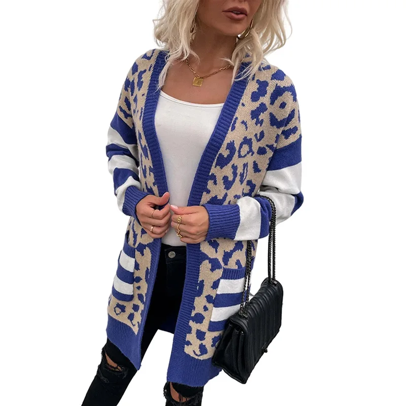 

Nowsaa Women Long Cardigan Sweater Leopard Bohemian Slim d Sweater Spring Autumn Winter Casual Cute Jacket Y2k