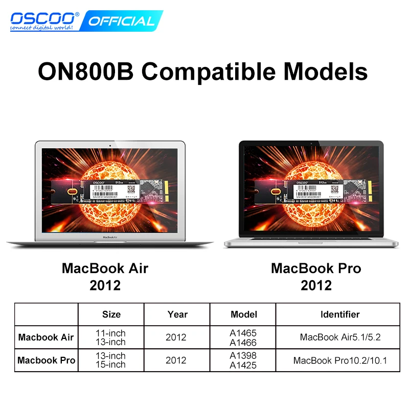 Твердотельный накопитель Oscoo 256 гб 512 ТБ для 2012 Macbook Air A1465 A1466 Pro A1398 A1425 Apple macbook