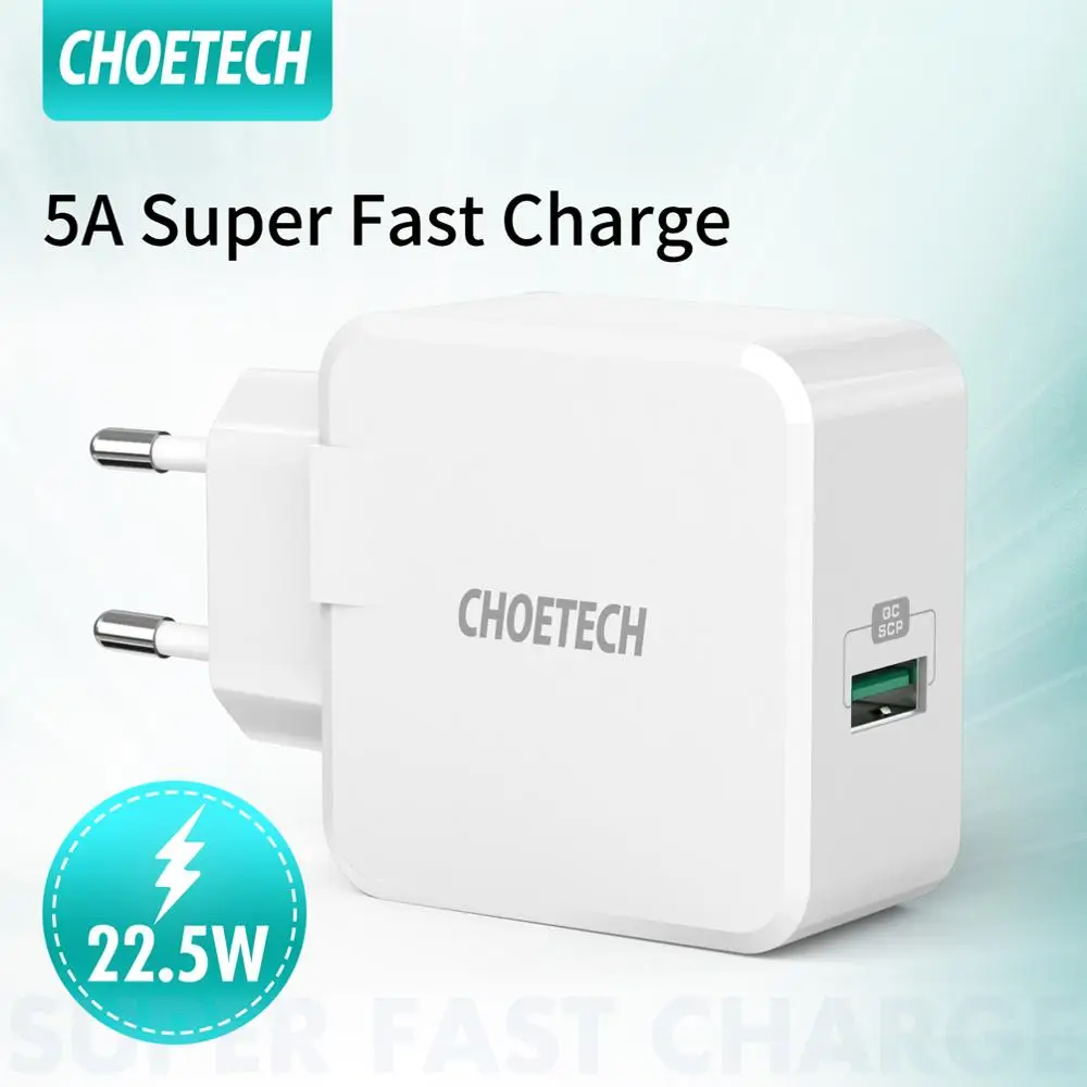 Быстрое зарядное устройство CHOETECH 5A для Huawei P40 P30 P20 Honor 20 Mate 30 Pro Quick Charge 4 0 USB