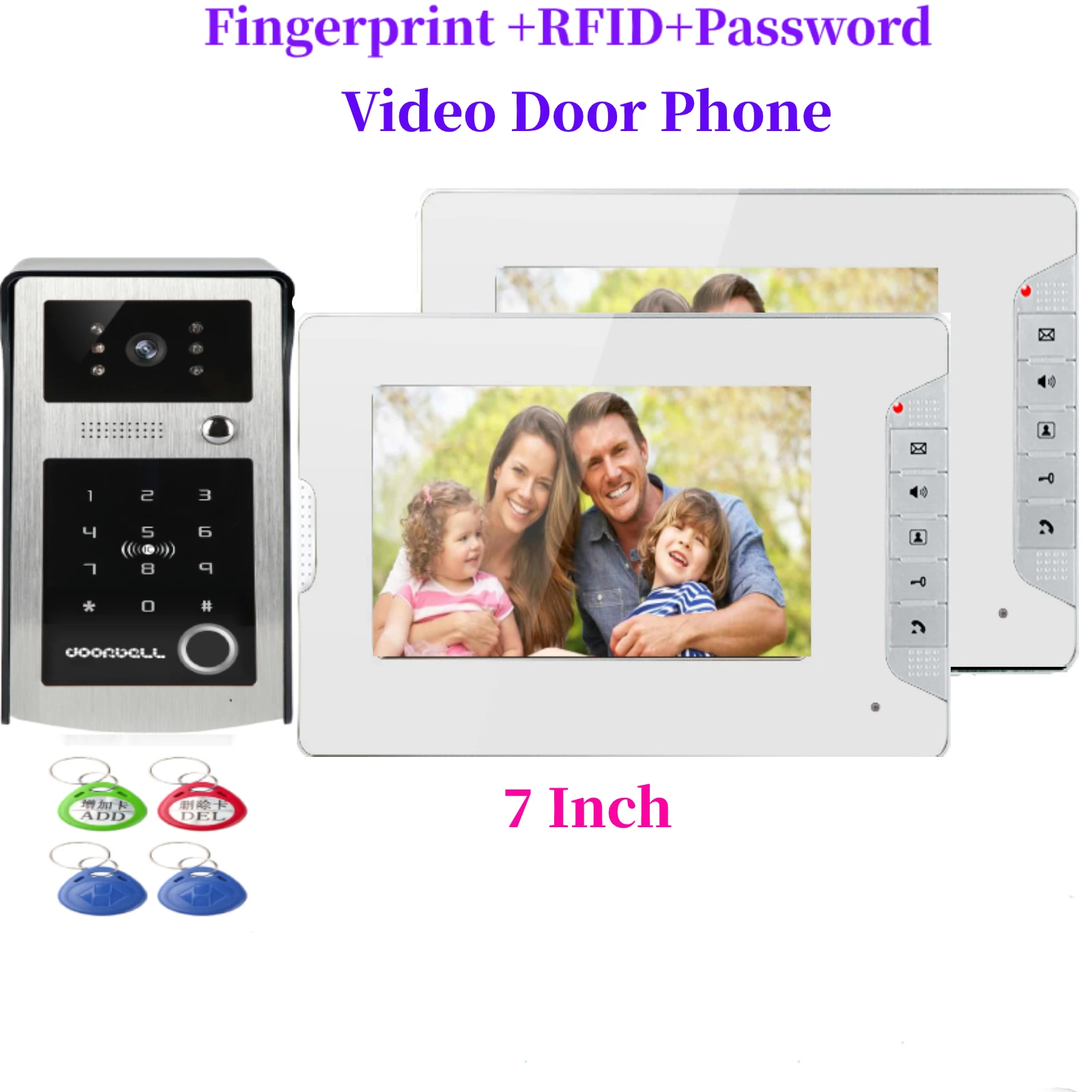 Video Door Intercom 7''Inch Wired Phone Visual System Doorbell Monitor Camera Kit For Home Security | Безопасность и
